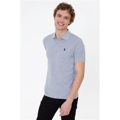 Erkek Gri Melanj Basic Polo Yaka Tişört
