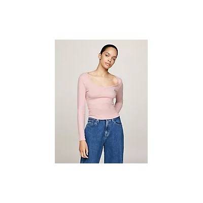 Tommy Jeans Ribbed Scoop-Neck Henley