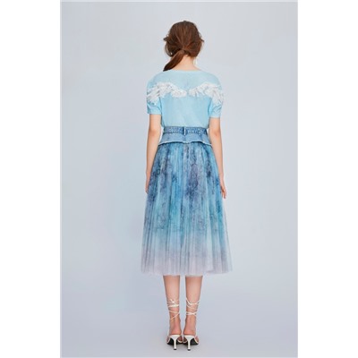 Falda bimateria Azul