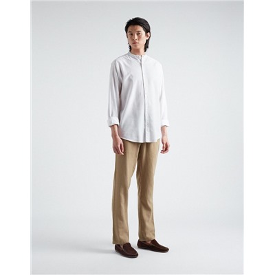 Linen Blend Trousers, Men, Brown