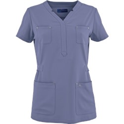koi Sapphire Four-Way Stretch Scrubs Y-Neck Top