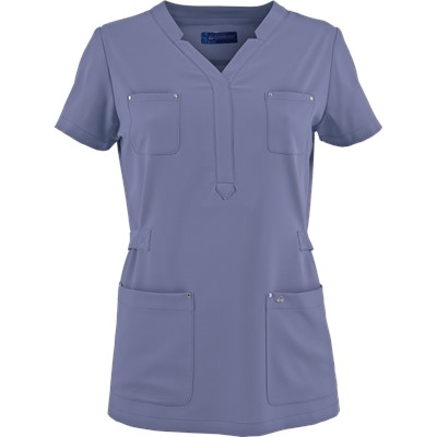 koi Sapphire Four-Way Stretch Scrubs Y-Neck Top