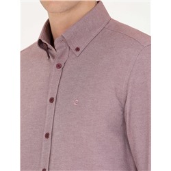 Bordo Slim Fit Uzun Kollu Gömlek