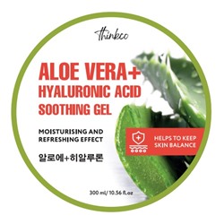 [THINKCO] Гель для лица и тела универсальный АЛОЭ ВЕРА / ГИАЛУРОНОВАЯ КИСЛОТА Aloe Vera+Hyaluronic Acid Soothing Gel, 300 мл