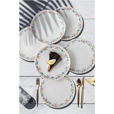 Keramika İlkbahar Çiçekleri Pasta Tabağı 20 Cm 6 Adet ST040206F021A530100MASD400