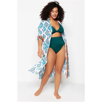 Trendyol Curve Çok Renkli Gömlek Yaka Dokuma Kimono&Kaftan TBBSS23DE00000
