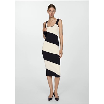Vestido punto midi rayas