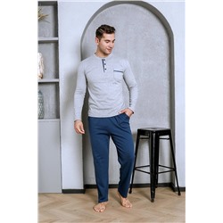 AHENGİM Man Erkek Pijama Takımı Interlok Cepli Altı Düz Pamuklu Mevsimlik M70022279 1-2-10001223