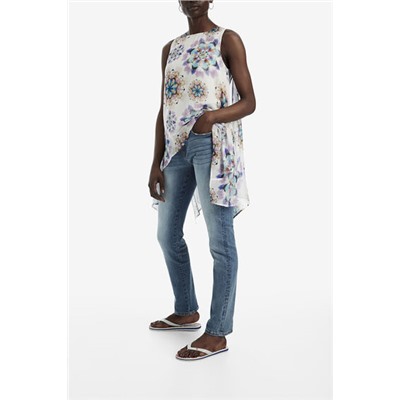 Blusa asimétrica print galáctico
