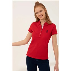 Kadın Kırmızı Basic Polo Yaka Tişört