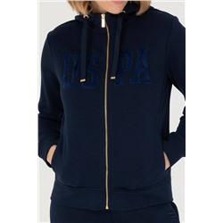 Kadın Lacivert Kapüşonlu Basic Sweatshirt