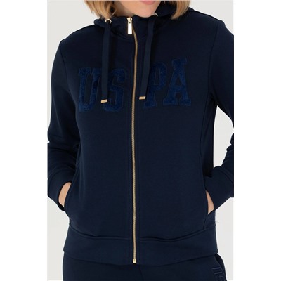 Kadın Lacivert Kapüşonlu Basic Sweatshirt