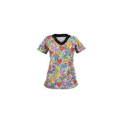 UA Wild At Heart White Print Scrub Top