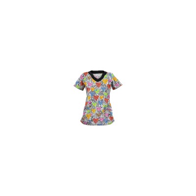 UA Wild At Heart White Print Scrub Top