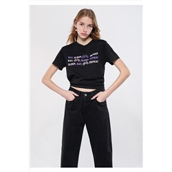 Mavi Eat Sleep Baskılı Siyah Tişört Regular Fit / Normal Kesim 1611257-900