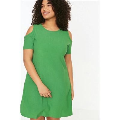 Yeşil A-line Cut-Out Detaylı Örme Elbise TBBSS22EL2986