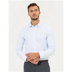 Açık Mavi Slim Fit Armürlü Klasik Gömlek