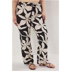 Çok Renkli Desenli Wide Leg Dokuma Büyük Beden Pantolon TBBSS25AR00040
