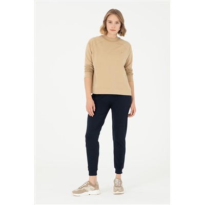 Kadın Kum Bisiklet Yaka Sweatshirt