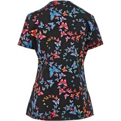 White Cross Scrubs Ola Borboleta Print Top
