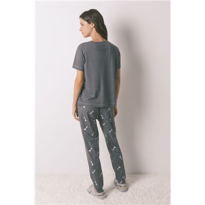 Pijama largo manga corta 100% algodón Snoopy