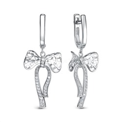 Серьги из серебра с фианитами родированные - Банты 221-10-269-1р