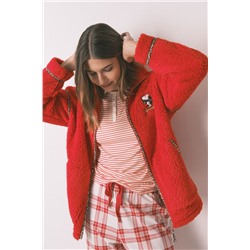 Bata corta borreguito rojo bordado Snoopy