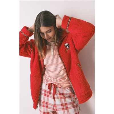 Bata corta borreguito rojo bordado Snoopy