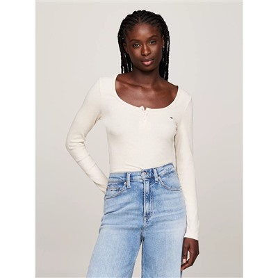 Tommy Jeans Ribbed Scoop-Neck Henley