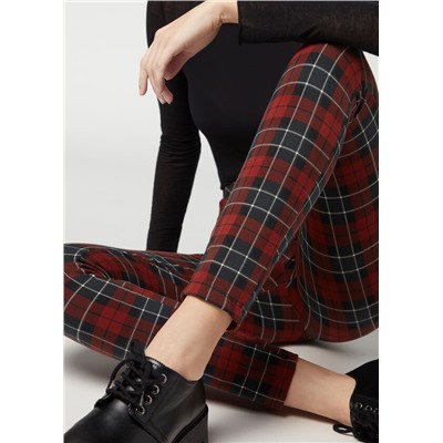 Leggings mit Schottenmuster und Reißverschluss