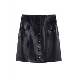 Minifalda de piel Negro