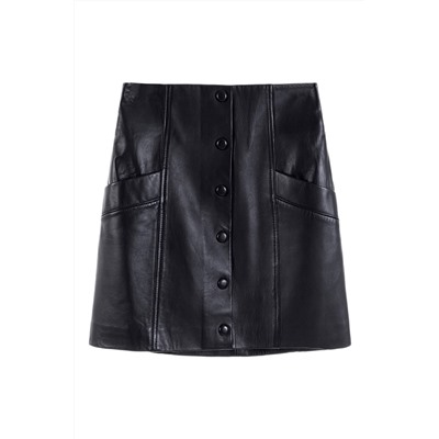 Minifalda de piel Negro