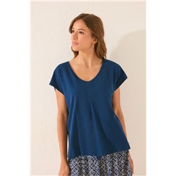 Camiseta manga corta brillo azul