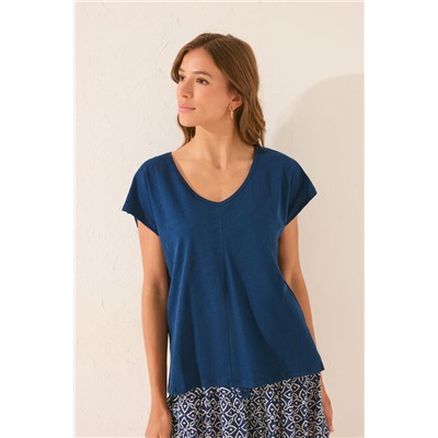 Camiseta manga corta brillo azul