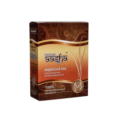 [AASHA HERBALS] Хна для волос индийская ВИТАМИНИЗИРОВАННАЯ стерилизованная, 80 г