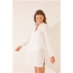 Vestido midi algodón bordado suizo blanco