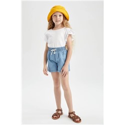 Defacto Kız Çocuk Relax Fit Esnek Belli Jean Şort T3311A621SM