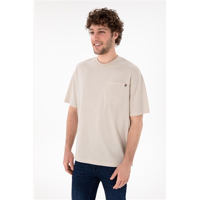 Erkek Comfort Fit Bisiklet Yaka Taş Tişört