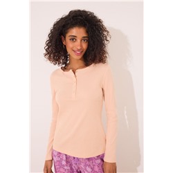 Camiseta manga larga canalé naranja