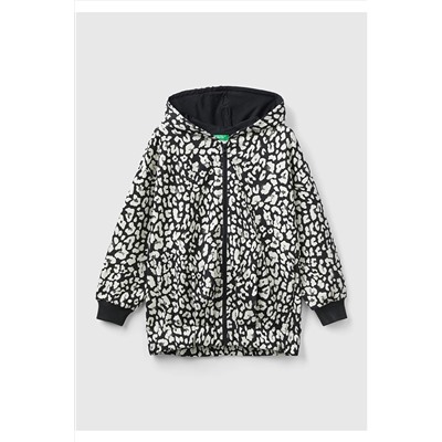 United Colors of BenettonKız Çocuk Siyah Beyaz Leopar Desenli Sweatshirt