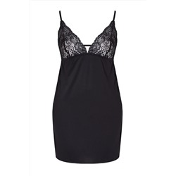 Siyah Pencere/Cut Out Detaylı İp Askılı Örme Büyük Beden Babydoll TBBAW25DH00000