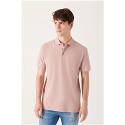 Avva Erkek Pudra %100 Pamuk Serin Tutan Standart Fit Normal Kesim Polo Yaka T-shirt E001004