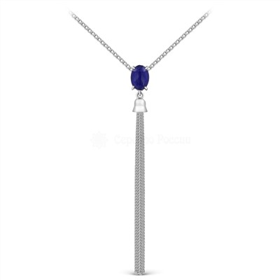 Колье из серебра с нат.сапфиром родированное 925 пробы Кц-2301-5рк1108