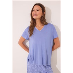 Pijama Capri manga corta azul viscosa