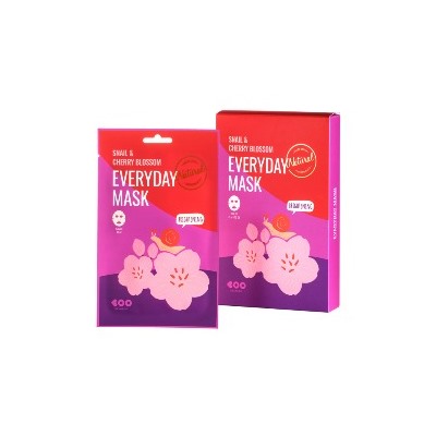 Snail & Cherry Blossom Everyday Mask (10ea), Осветляющая маска с муцином улитки и экстрактом сакуры