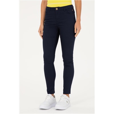 Kadın Lacivert Toothpick Fit Kanvas Pantolon
