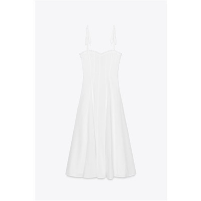 POPLIN RUFFLE MIDI DRESS