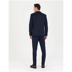 Ekose Lacivert Ekstra Slim Fit Takım Elbise