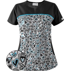 UA Change Of Heart Black Print Scrub Top