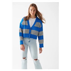 Mavi Çizgili Hırka Loose Fit / Bol Rahat Kesim 1710134-82347
